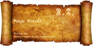 Mayr Kunó névjegykártya